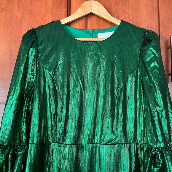 Pomander Place Emerald Crinkle Lurex Lillith Dress Maxi Green Size XL NEW - Picture 3 of 10